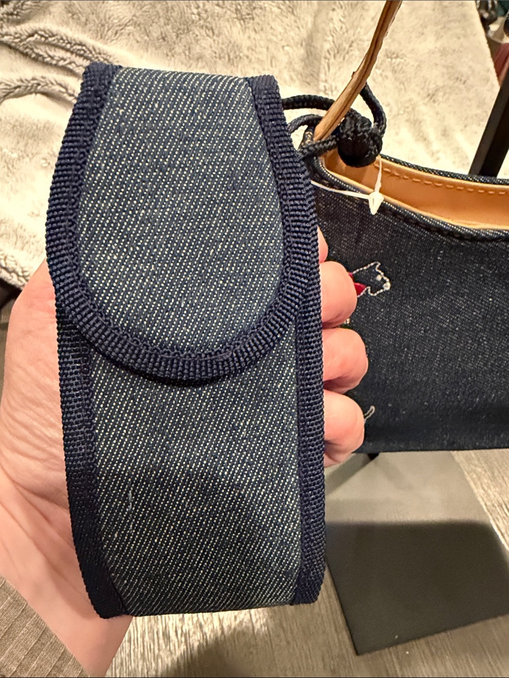 Navy Denim Shoulder Bag with Scottie Dogs - Picture 4 of 7